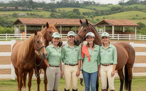 Instructores y caballos en las instalaciones del club ecuestre en Puente Nacional